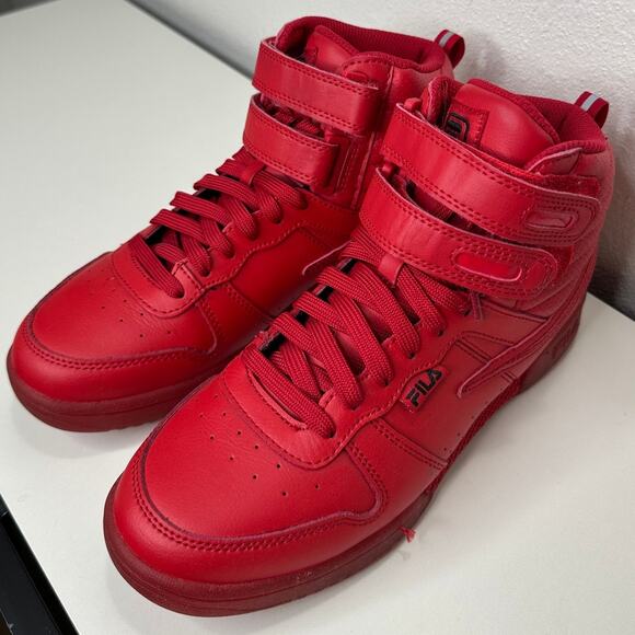 Fila Red Monochromatic F-14 High Top Casual Sneaker Shoe 8 - Picture 3 of 14